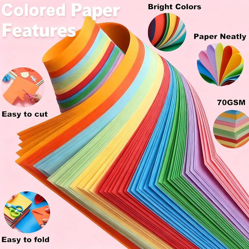 YOUNGWELL Colored Paper 100 Sheets, 20 Assorted Colors Construction A4 Copy Paper for School Classroom Supplies, Color Bulk Craft Art Papers for Arts & Crafts, Colorful Drawing, Painting (70gsm/19lb) - Image 3